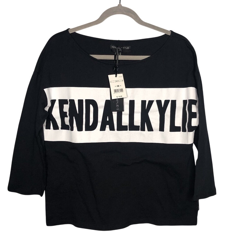 Kendall & Kylie for OVS 3/4 sleeve shirt sz M black